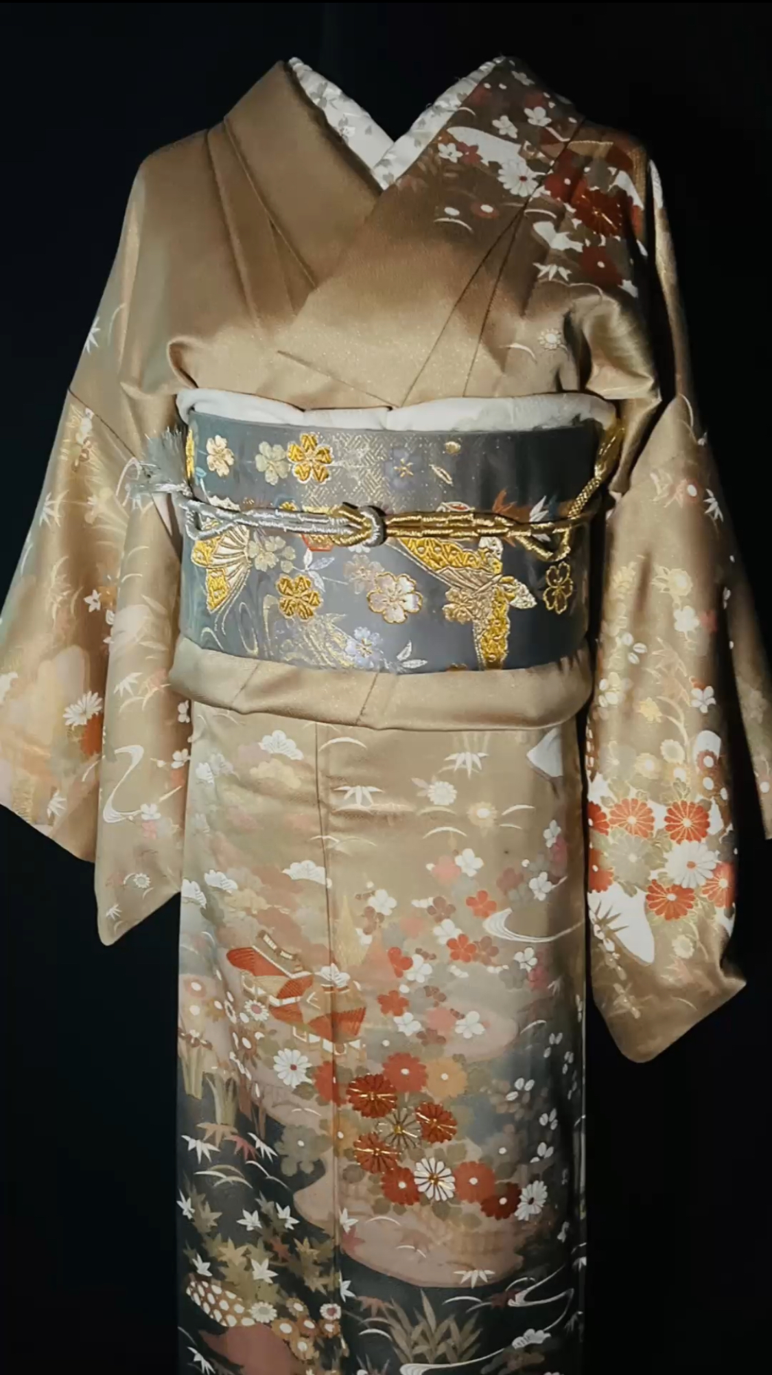 金の訪問着｜蝶の帯｜alo kimono アーカイブ#001